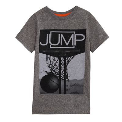 Boys' grey 'Jump' slogan print t-shirt
